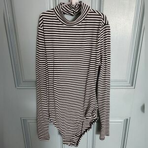 Xhilaration Black and White Striped Bodysuit